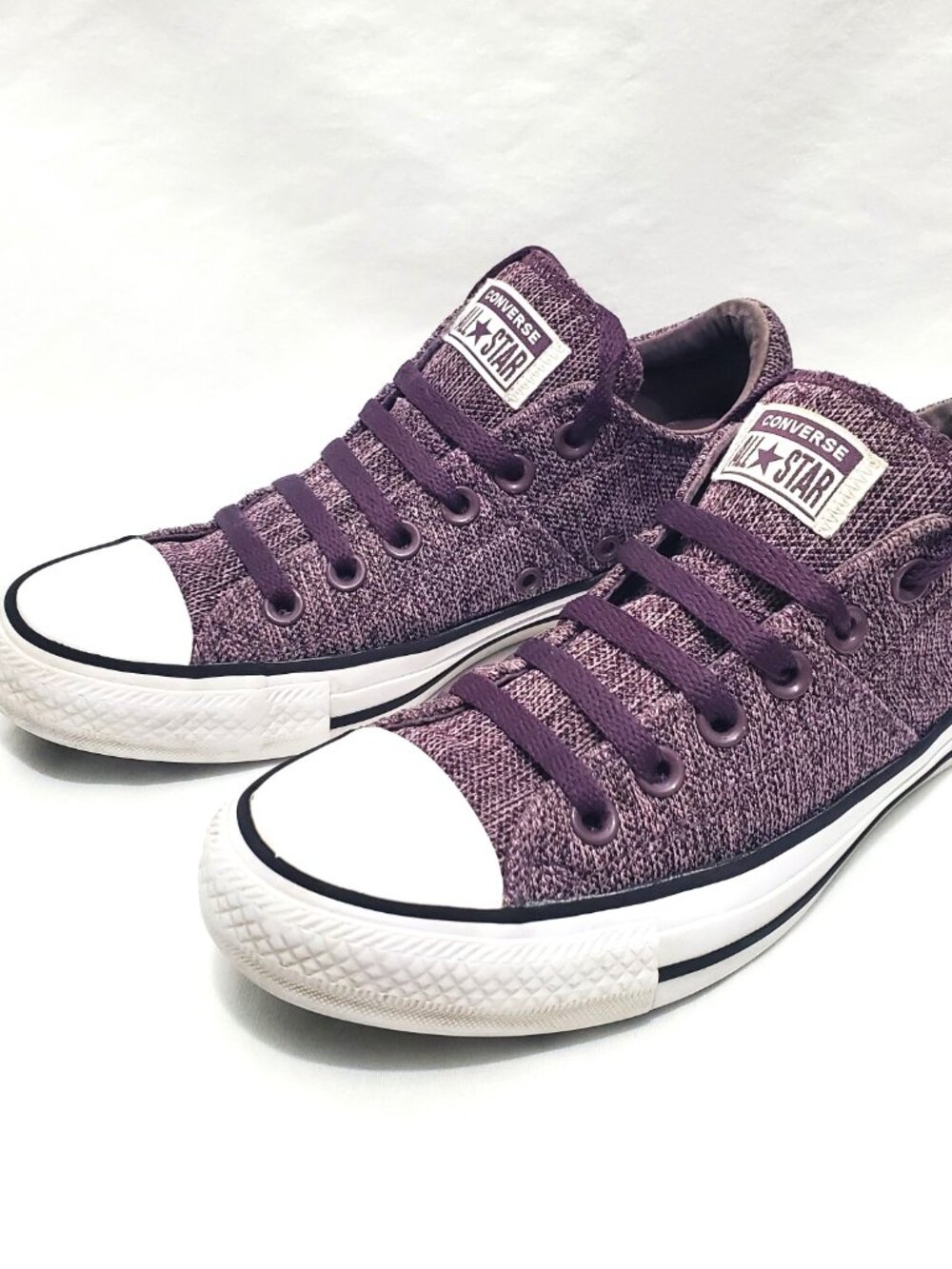 Converse Chuck Taylor All Star Madison Low Purple Tweed Knit Sneakers Womens 8 - Picture 6 of 9